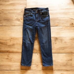 American Eagle Artist Crop Jeans Dark Blue Sz 6